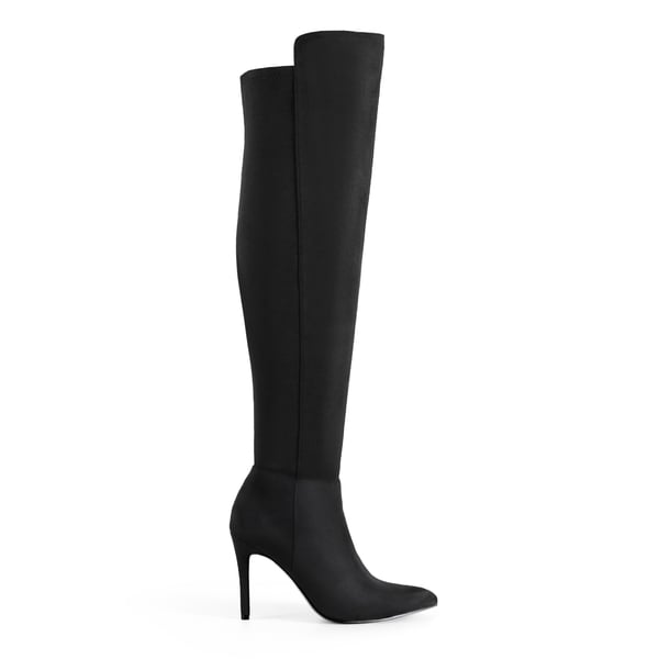 Stretch Pointed Toe Stiletto Over The Knee Boots - BLACK SUEDE - 2